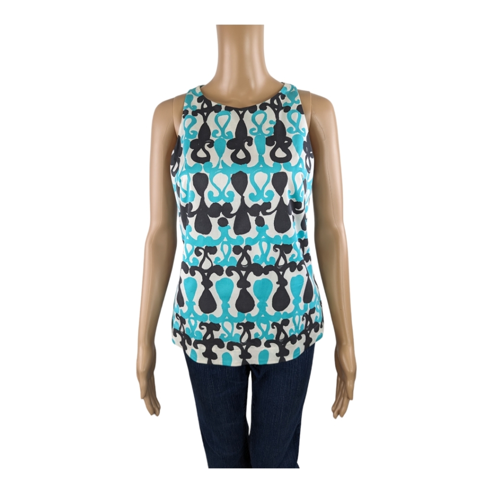 Milly White Abstract Print Sleeveless Top 4